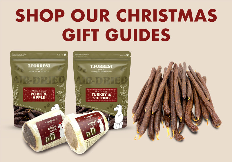 Air dried dog treats, jumbo sausages and goose and turkey flavoured bones