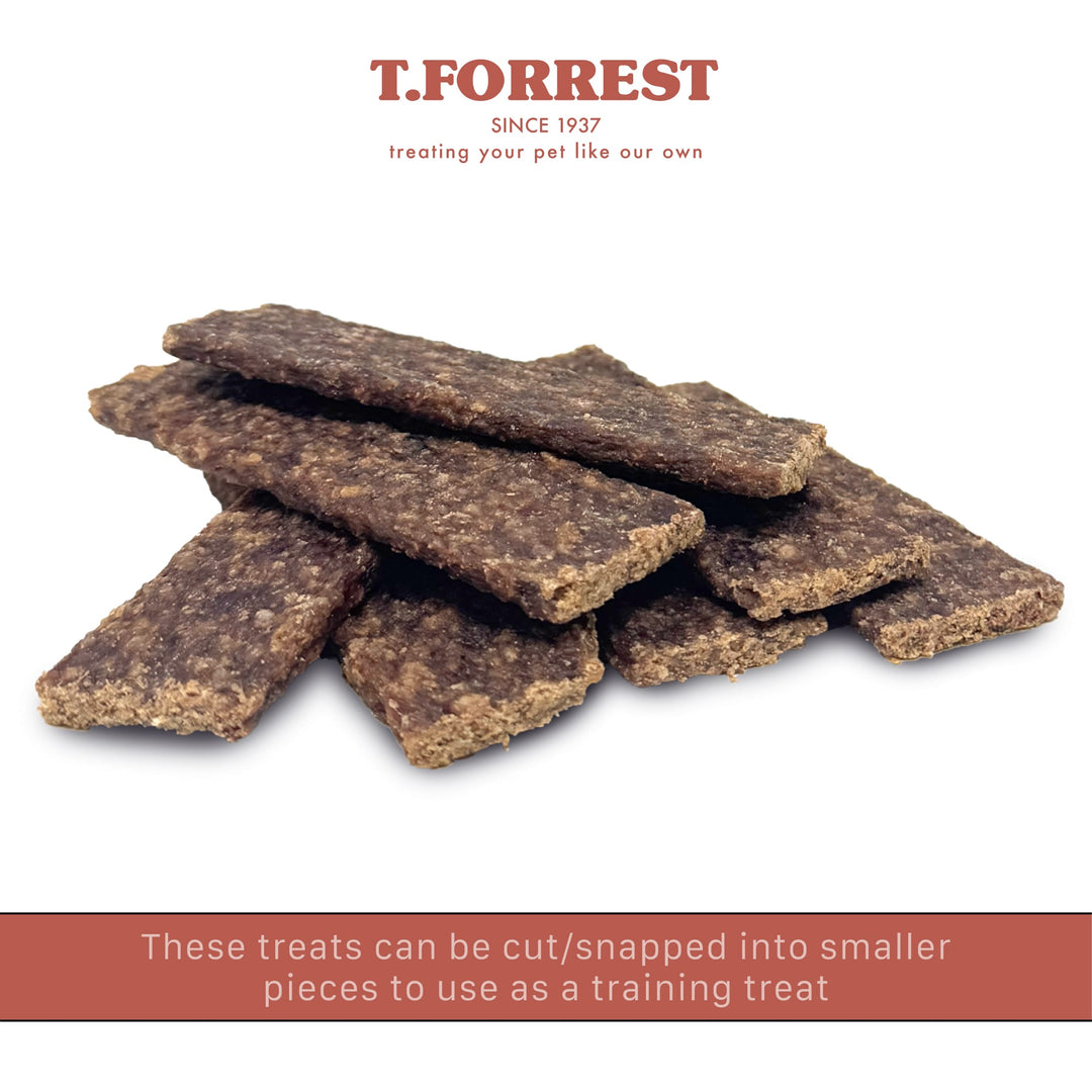Boar meat strip dog treats can be cut up into training treats