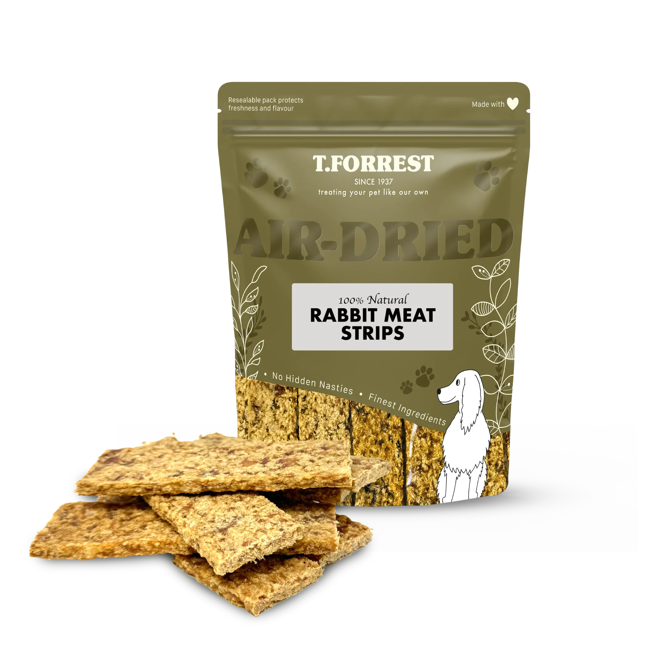 Rabbit Meat Strips for Dogs | 100% Natural Dog Treats – T.Forrest